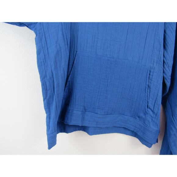 NWT Lotus and Luna Large Cobalt Baja Pullover 100% Cotton Hooded Lightweight - Picture 4 of 9